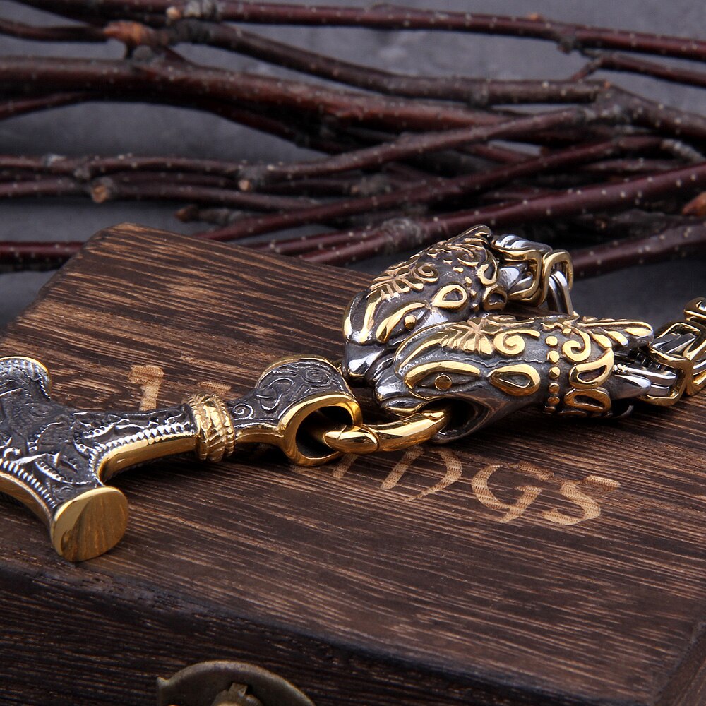 Never Fade Men stainless steel Dragon head norse viking amulet thor