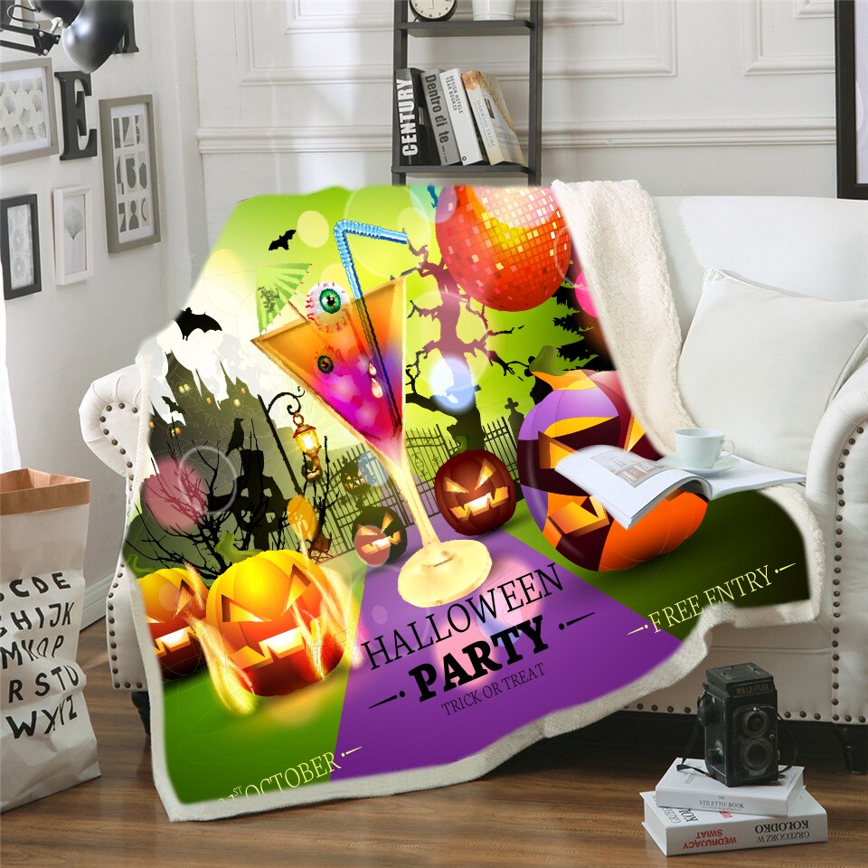 Girls Throw Blanket Grunge Halloween Lady with Sugar Skull Make Up Creepy