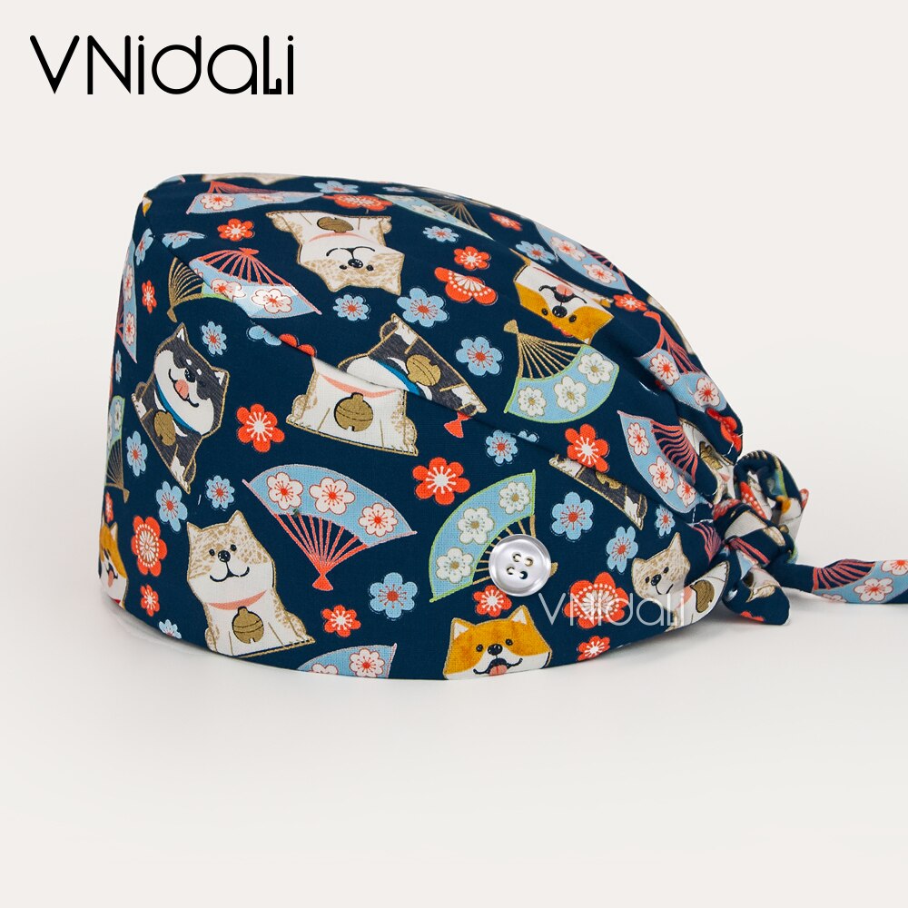 Sugar Skull printing hats adjustable scrub hat beauty salon working cap laboratory pet shop nursing scrubs cap