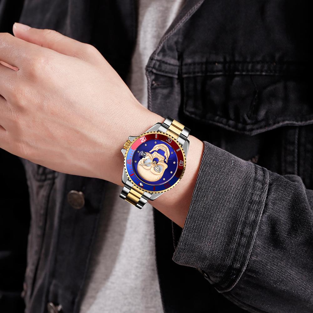 Skull Quartz Watch Men Skeleton Creative Watches Stainless Steel Male Clock Waterproof Wristwatch