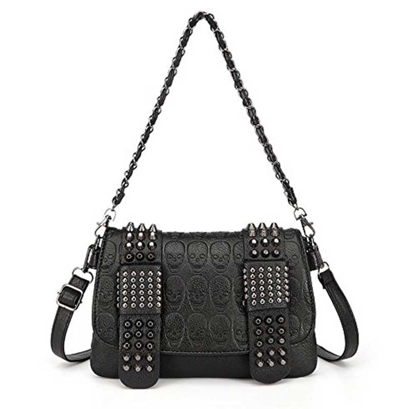 Women's Studded Skull Messenger Bags Rivet Envelope Mini Clutch Bags