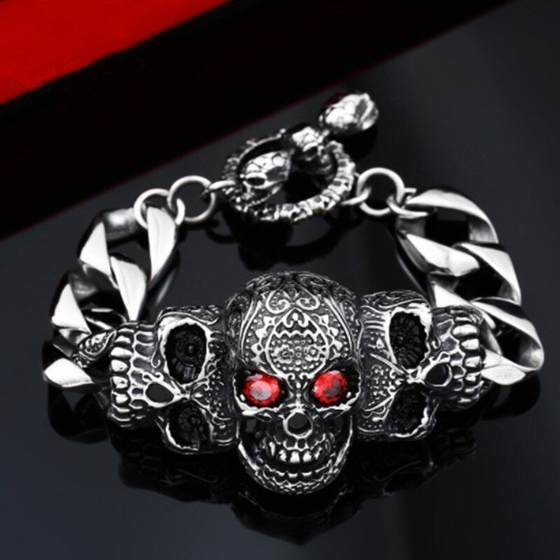 Vintage Gothic Personality Punk Fashion Trend Men Punk Skull Bracelet & Bangle Jewelry