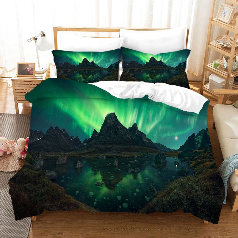 Aurora Three-piece Set 3D Digital Four-piece Set Beddings Quilt Cover
