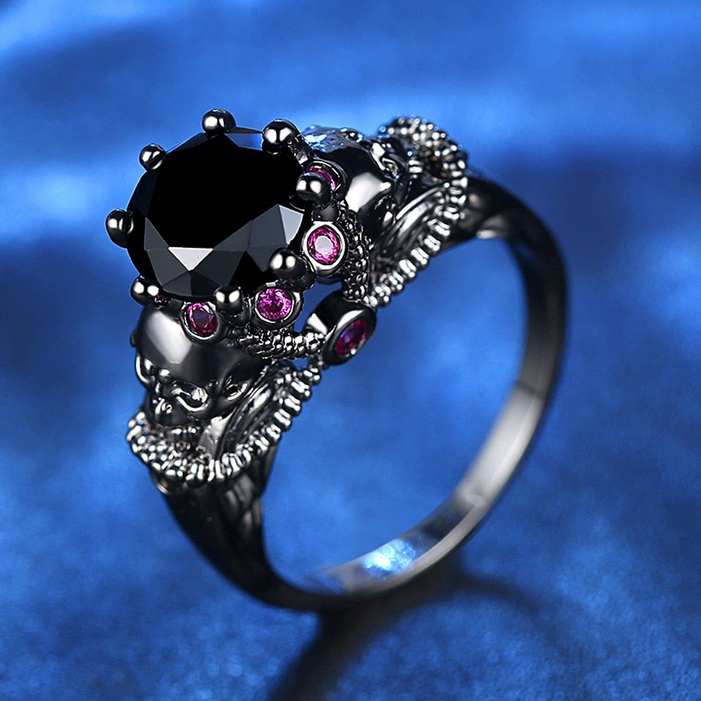 Hip Hop Trend Punk Style Black Non-mainstream Cubic Zircon Rings