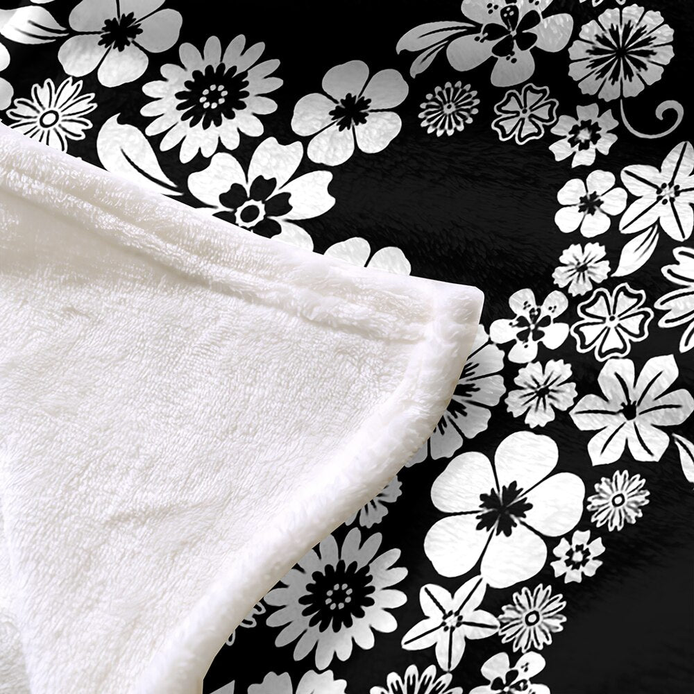 Flower Skull Blanket Cozy Plush Halloween Decor Throw Blanket