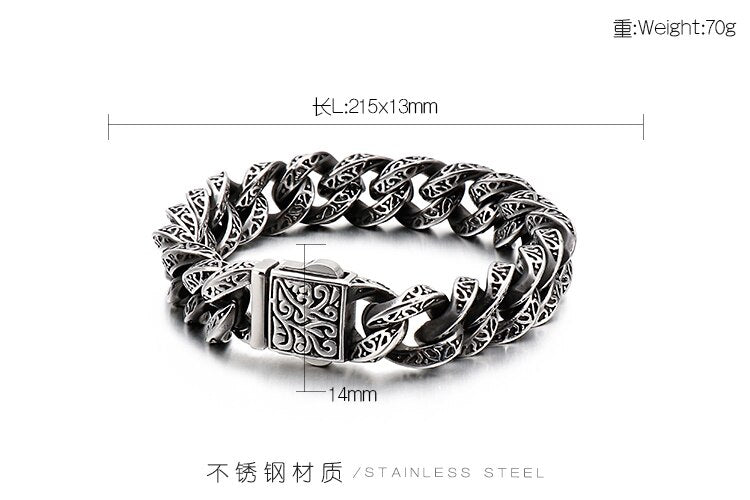 Punk Skull Charm Bracelet Men 21.5cm Stainless Steel