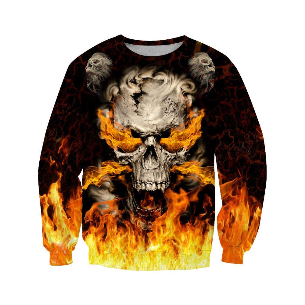 Skulls On Fire Art 3D All Over Printed Fashion Hoodies Men Sweatshirt Unisex Zip Pullover Casual Jacket Tracksuit