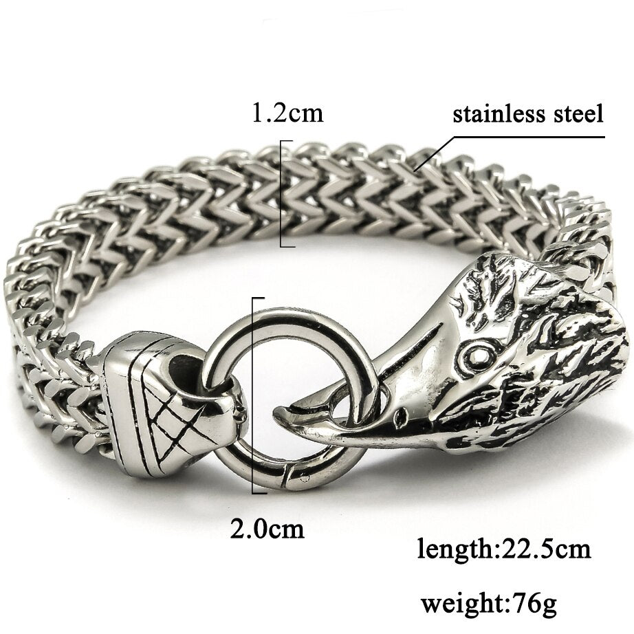 Hawk Eagle Head Bracelet For Men Hip Hop Rocker Stainless Steel