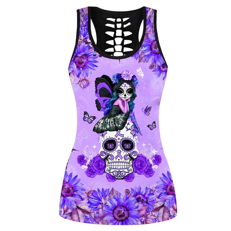 Set 2 pcs sugar skull leggings & tank tops