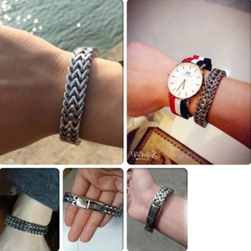 Bracelet men's kpop stainless steel link chain on hand