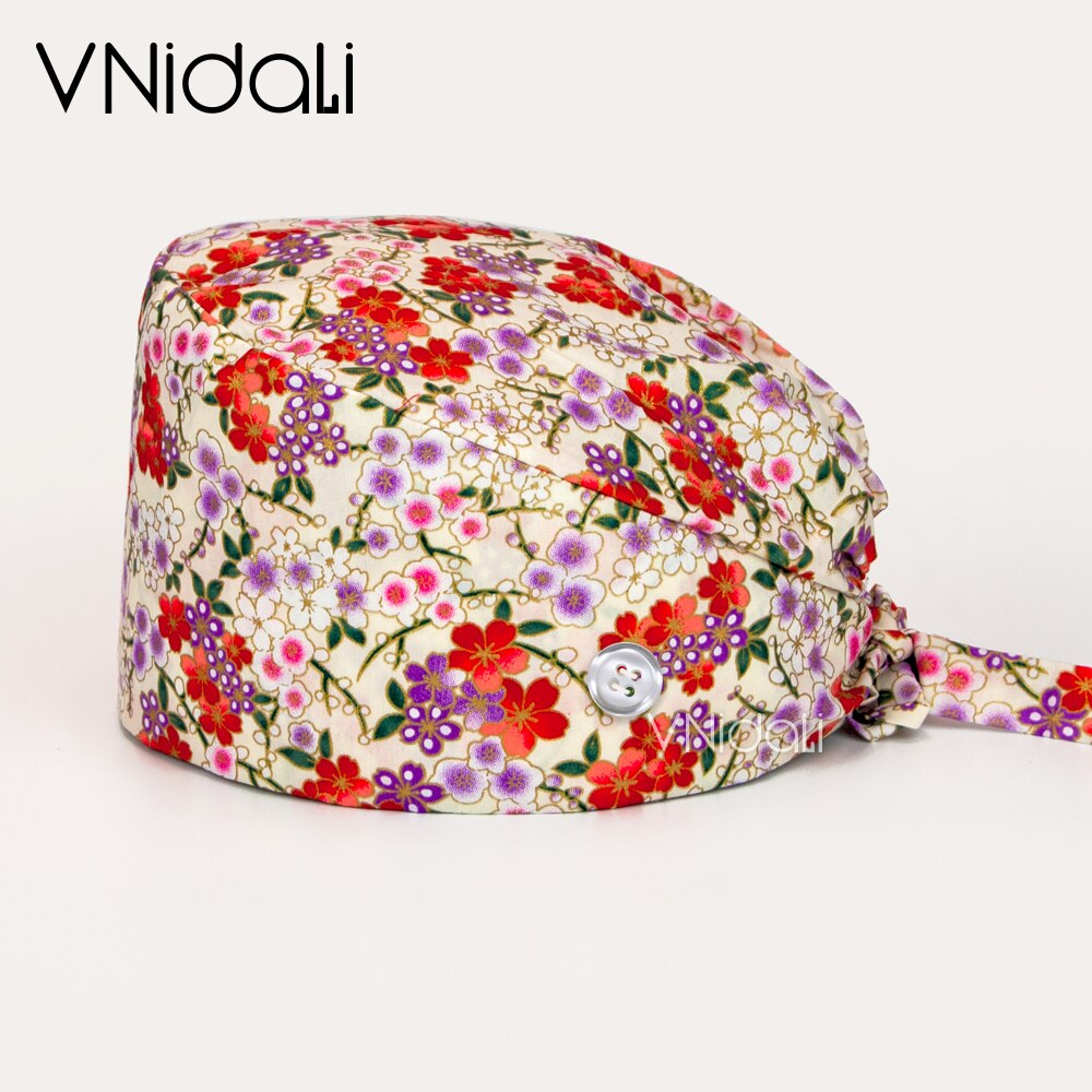 Sugar Skull printing hats adjustable scrub hat beauty salon working cap laboratory pet shop nursing scrubs cap