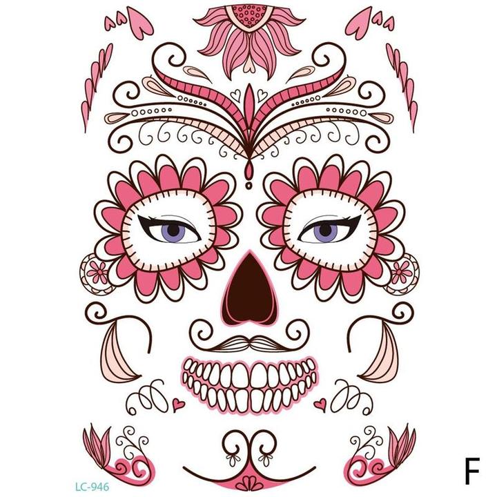 Waterproof Temporary Tattoo Sticker Party Decoration Sugar skull Mask
