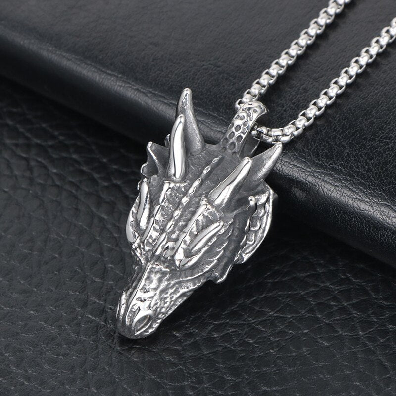 Dragon Pendant Necklaces Titanium Steel Jewelry Animal Head Necklace