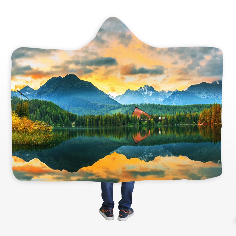 3D Halloween Skull Print Hooded Blanket Comfortable Soft Blanket