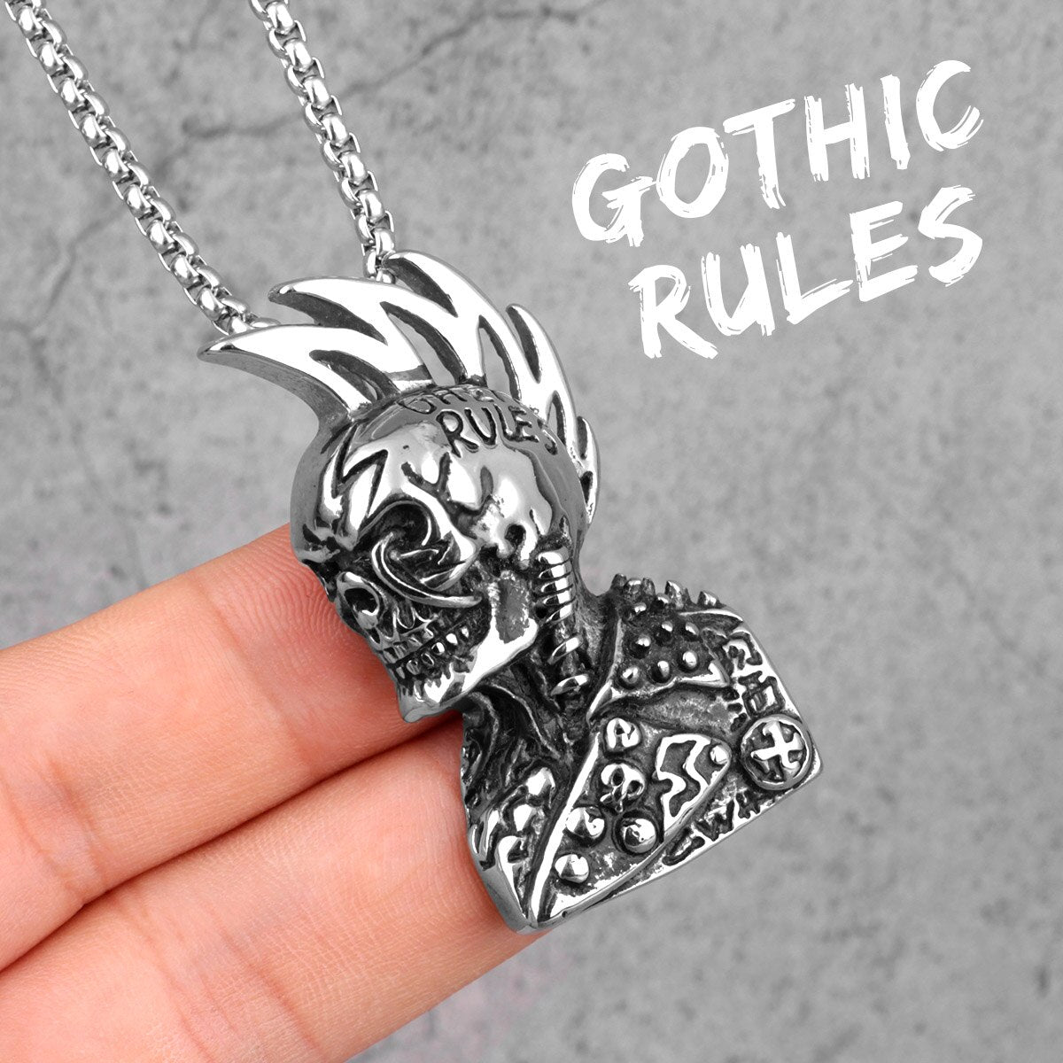 Gothic Rules Skull Punk Rock Hiphop Men Necklaces