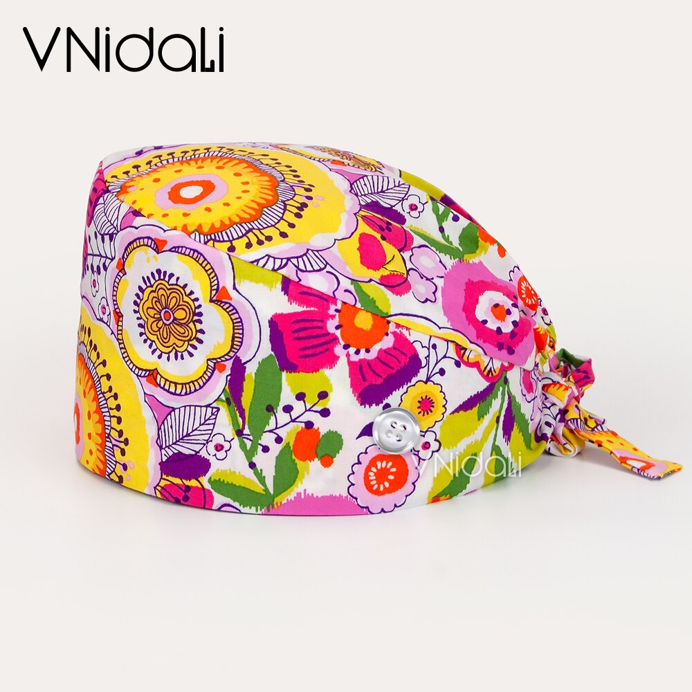 Sugar Skull printing hats adjustable scrub hat beauty salon working cap laboratory pet shop nursing scrubs cap