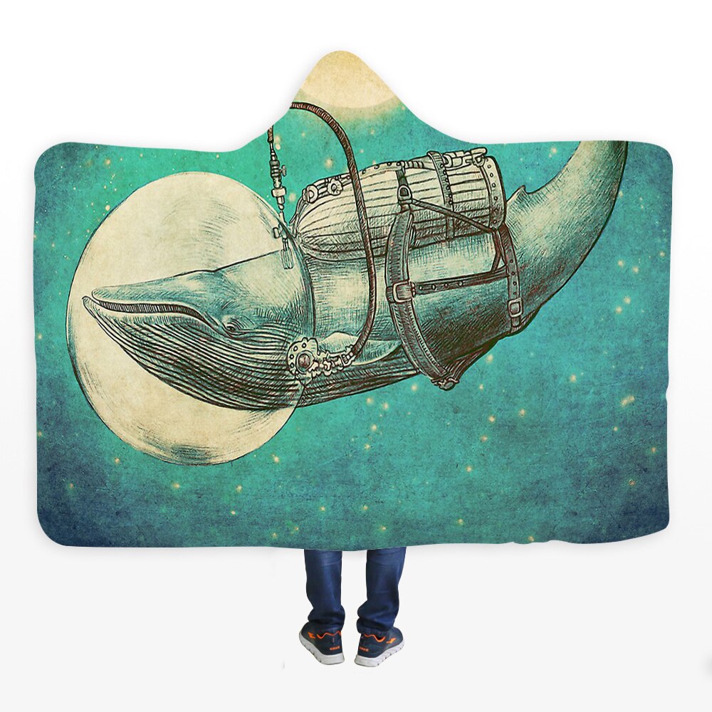3D Halloween Skull Print Hooded Blanket Comfortable Soft Blanket