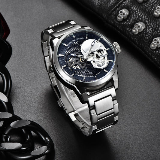 Skeleton Skull Men's Mechanical Watches Top Brand Stainless Steel Waterproof Automatic Watch Sapphire Glass Clock