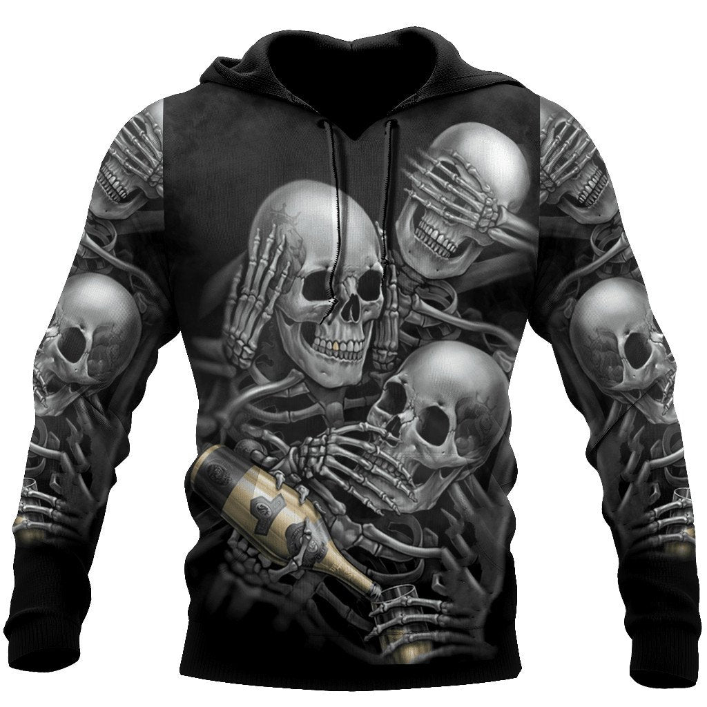 Skull Smoke And Drink 3D Printing Autumn Fashion Mens Hoodie Unisex Hooded sweatshirt Streetwear Casual Jacket