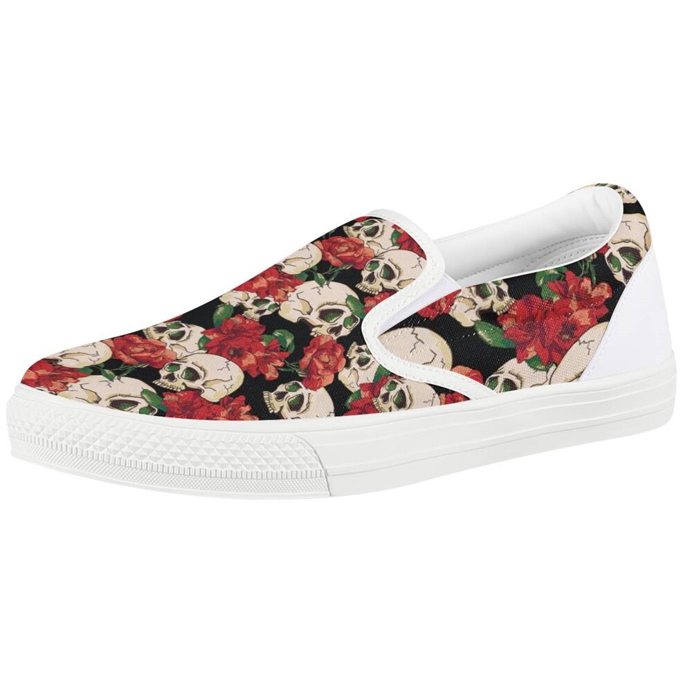 Women Flat Loafers Sugar Skull Printed Shoes for Women's Casual Round
