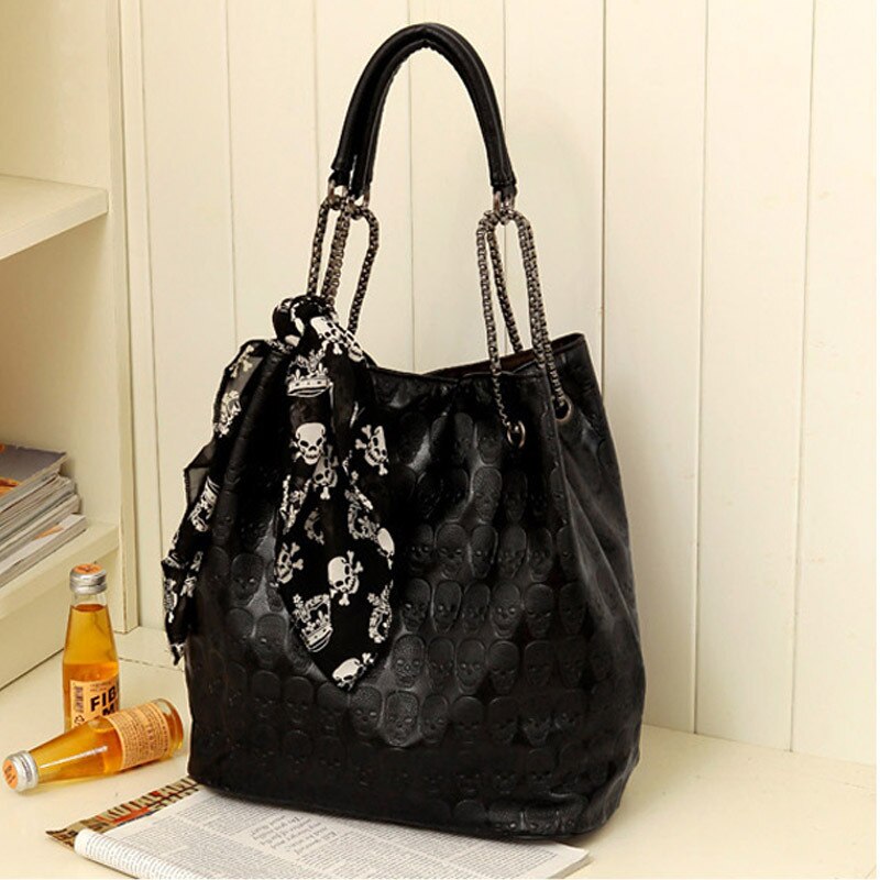 2020 Vintage Skull Shoulder Bags Women Bucket Pu