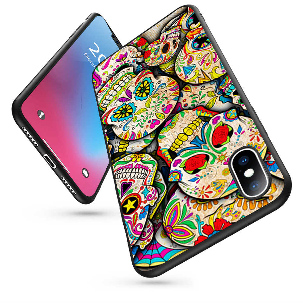 Sugar Skull Collage Soft Phone Case for iPhone