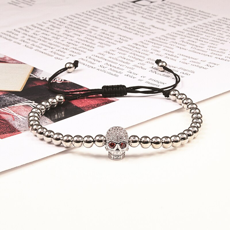 Charm Skull Head Copper Beads Bracelets Handmade