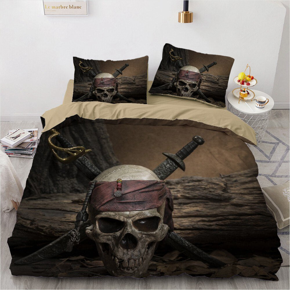 3D Skull Bedding Sets Duvet Quilt Cover Set Comforter Bed Linen Pillowcase