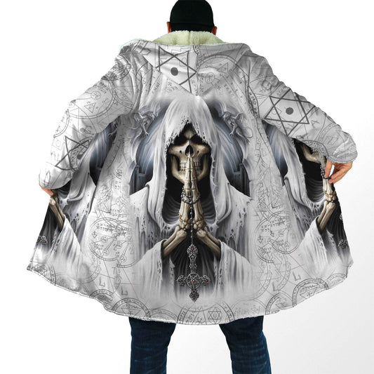 Gothic Unisex Hooded cloak Crazy Skull wind breaker Unisex Casual Thick Warm cloak, grim reaper skull skeleton Halloween hooded cloak coat