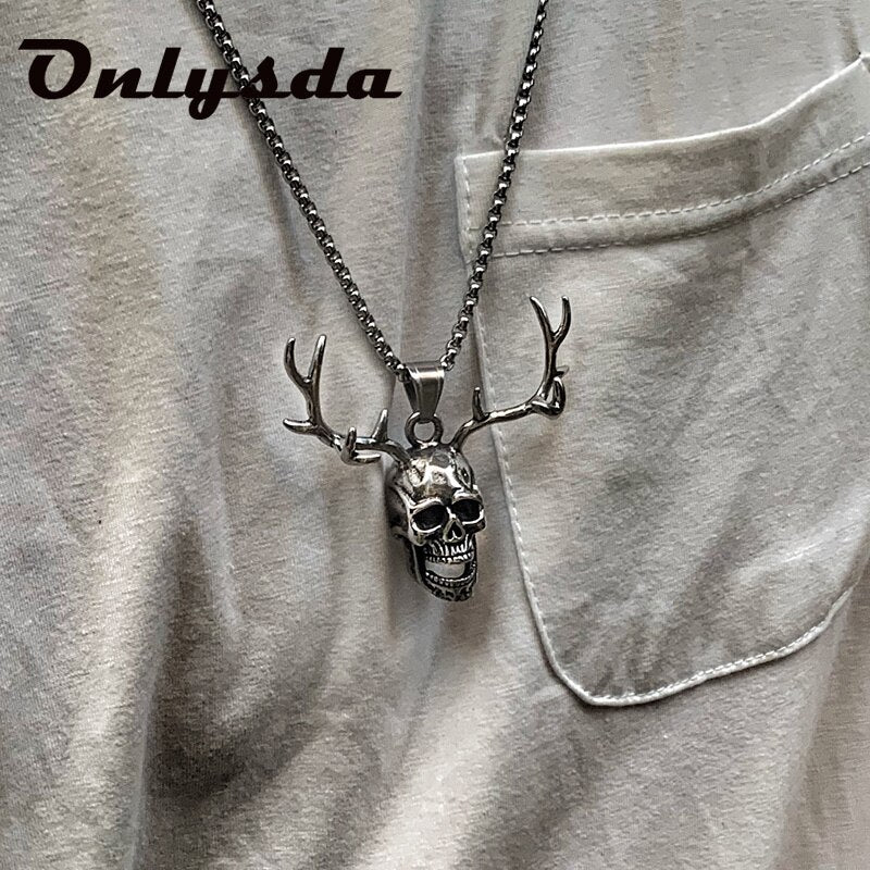 Skull Pendant Necklace Men's Fashion Biker Rock Punk Jewelry Stainless steel