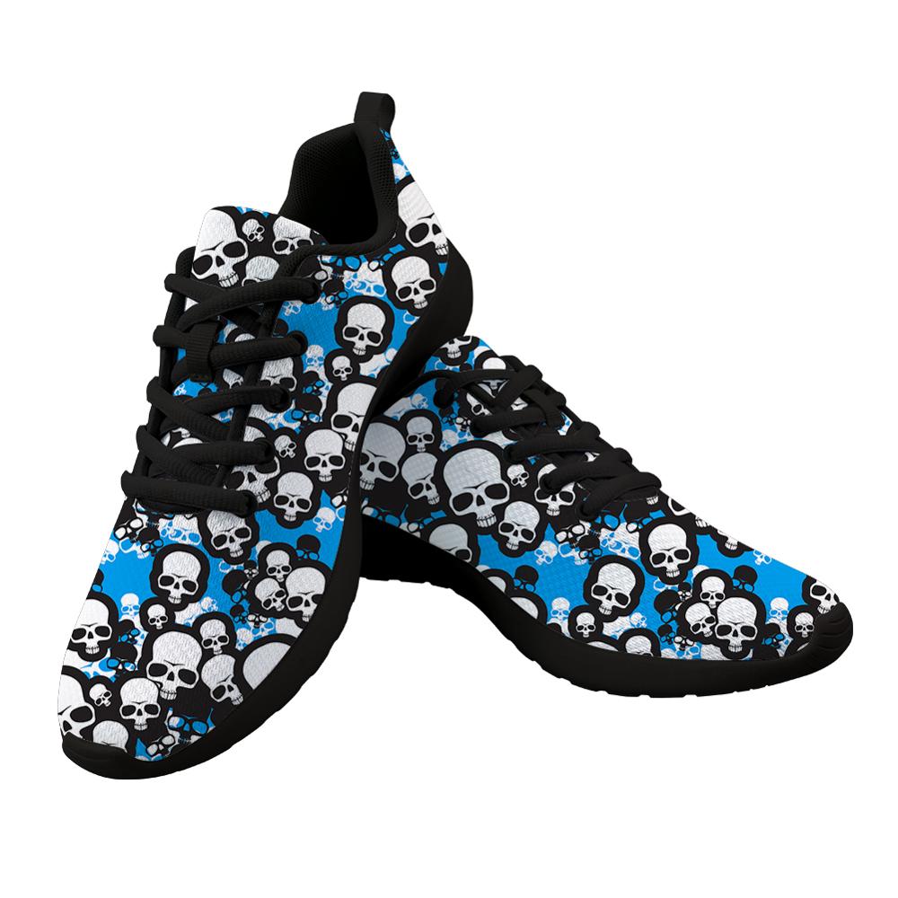 Gotic Mesh Women Sneakers Sugar Skull Printed Casual Flat Shoes