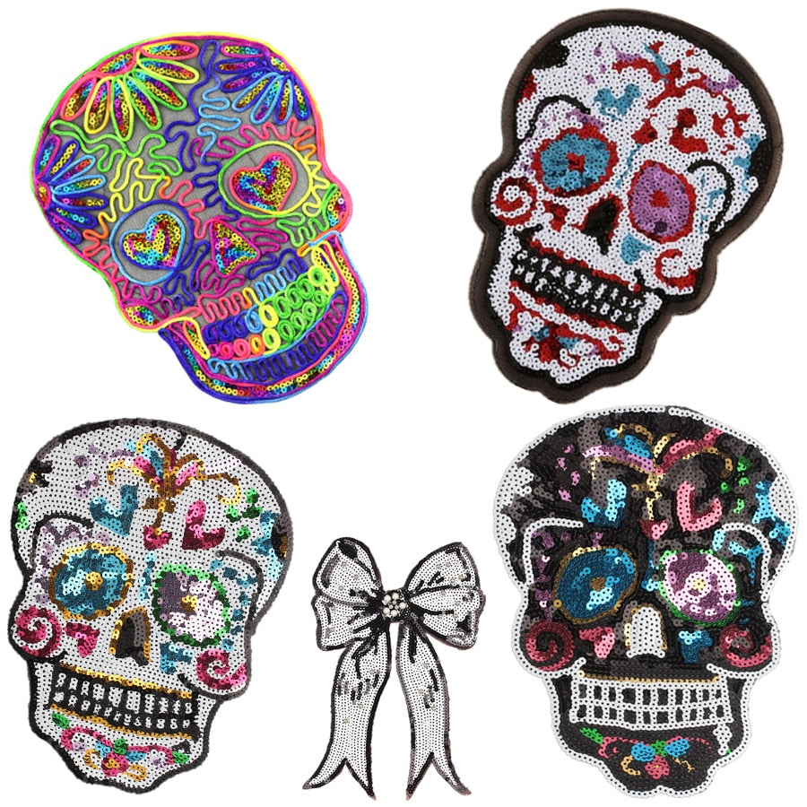 1PCS Hot Big Patches Shine Sequin 3D Sticker Stickers Wings Rose Embroidery Motif Applique Garment Kids Women