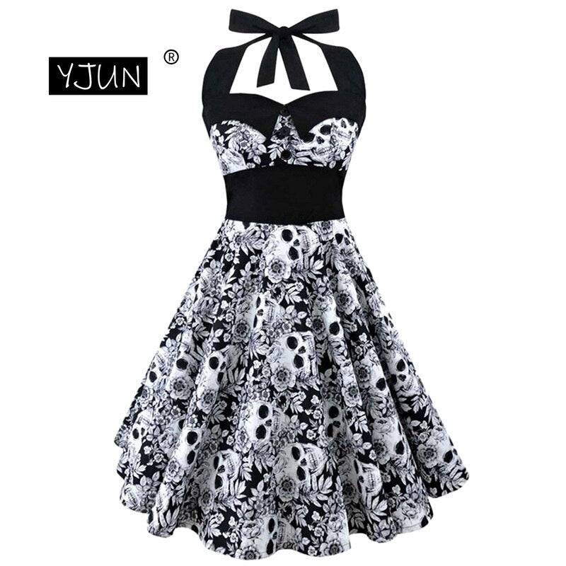 Women 5XL Plus Size Floral Skull Print Off Shoulder Sexy