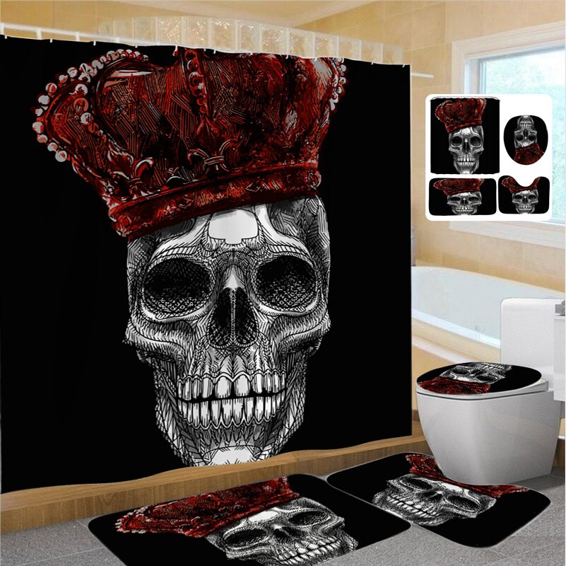 Shower Curtain Creatives Pattern Bathroom Set Bath Mat Set Pedestal Rug Lid Toilet Cover