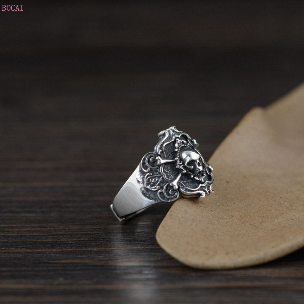 2020 new fashion jewelry S925 silver retro Thai silver index finger ring
