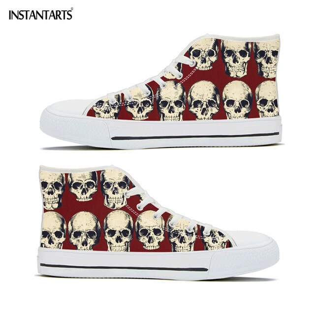 Skull In Rose Design Women Shoes Casual Autumn Spring High