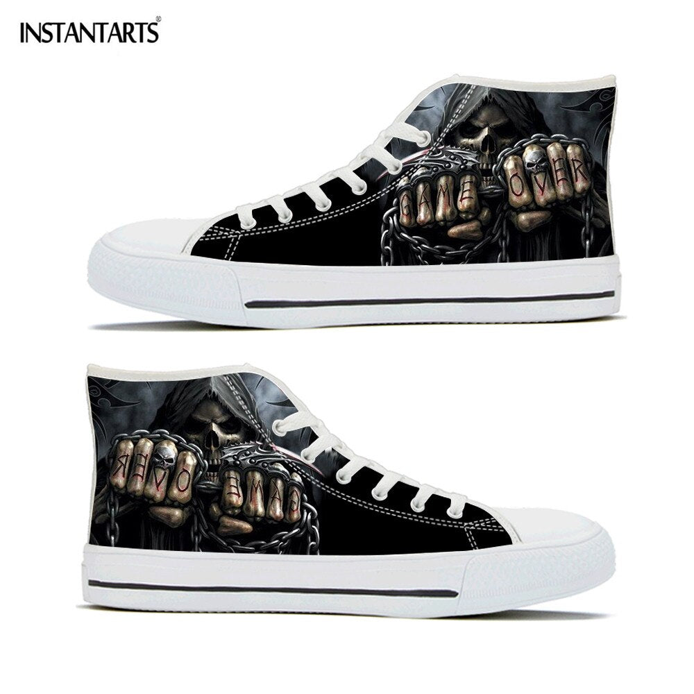 Funk Skull Printing Women Men Flats Shoes Cool Design Walking