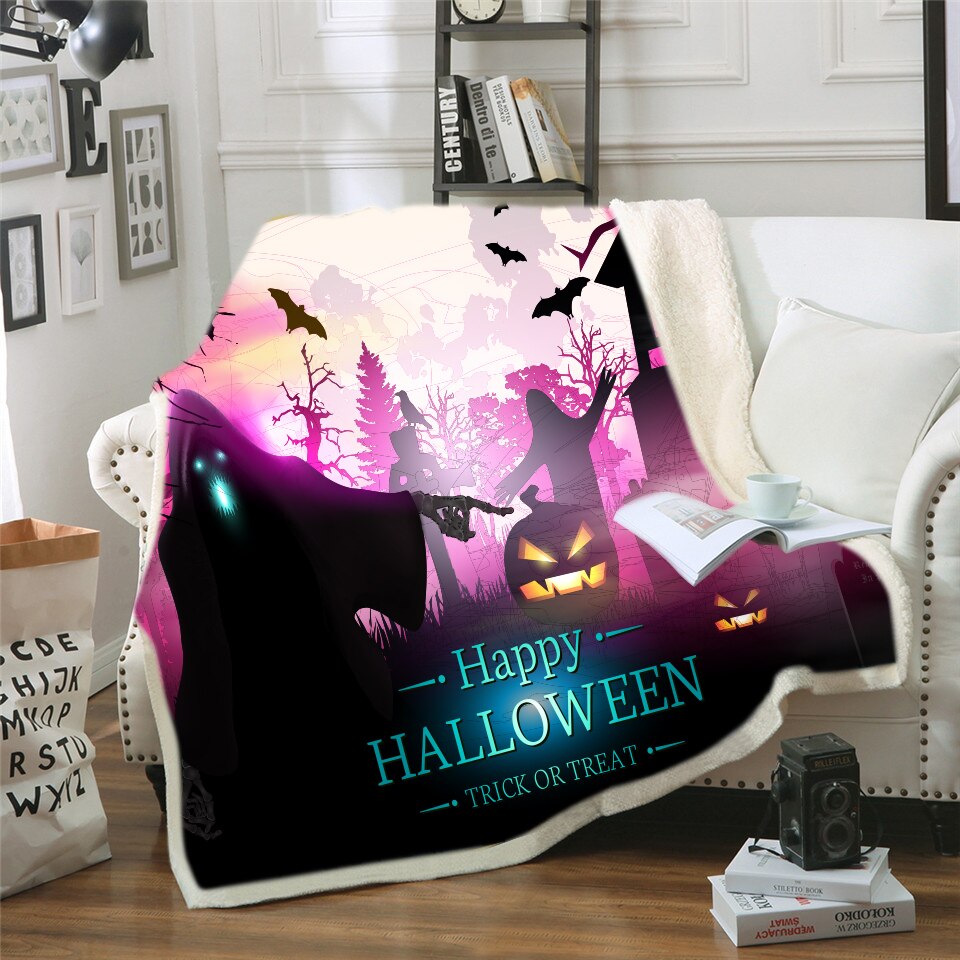 Girls Throw Blanket Grunge Halloween Lady with Sugar Skull Make Up Creepy