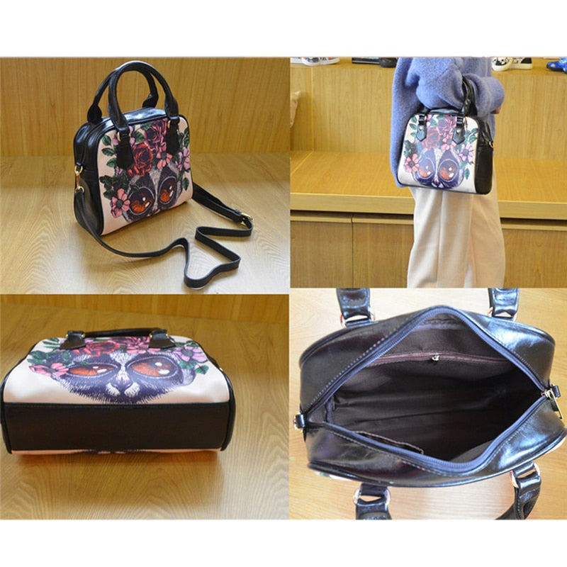 3D Gothic Skull Pattern Handbags Luxury Design Leather Crossbody Bags