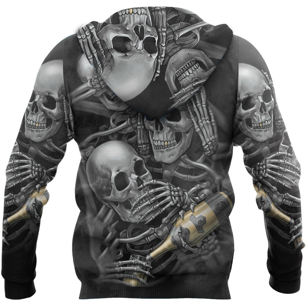 Skull Smoke And Drink 3D Printing Autumn Fashion Mens Hoodie Unisex Hooded sweatshirt Streetwear Casual Jacket