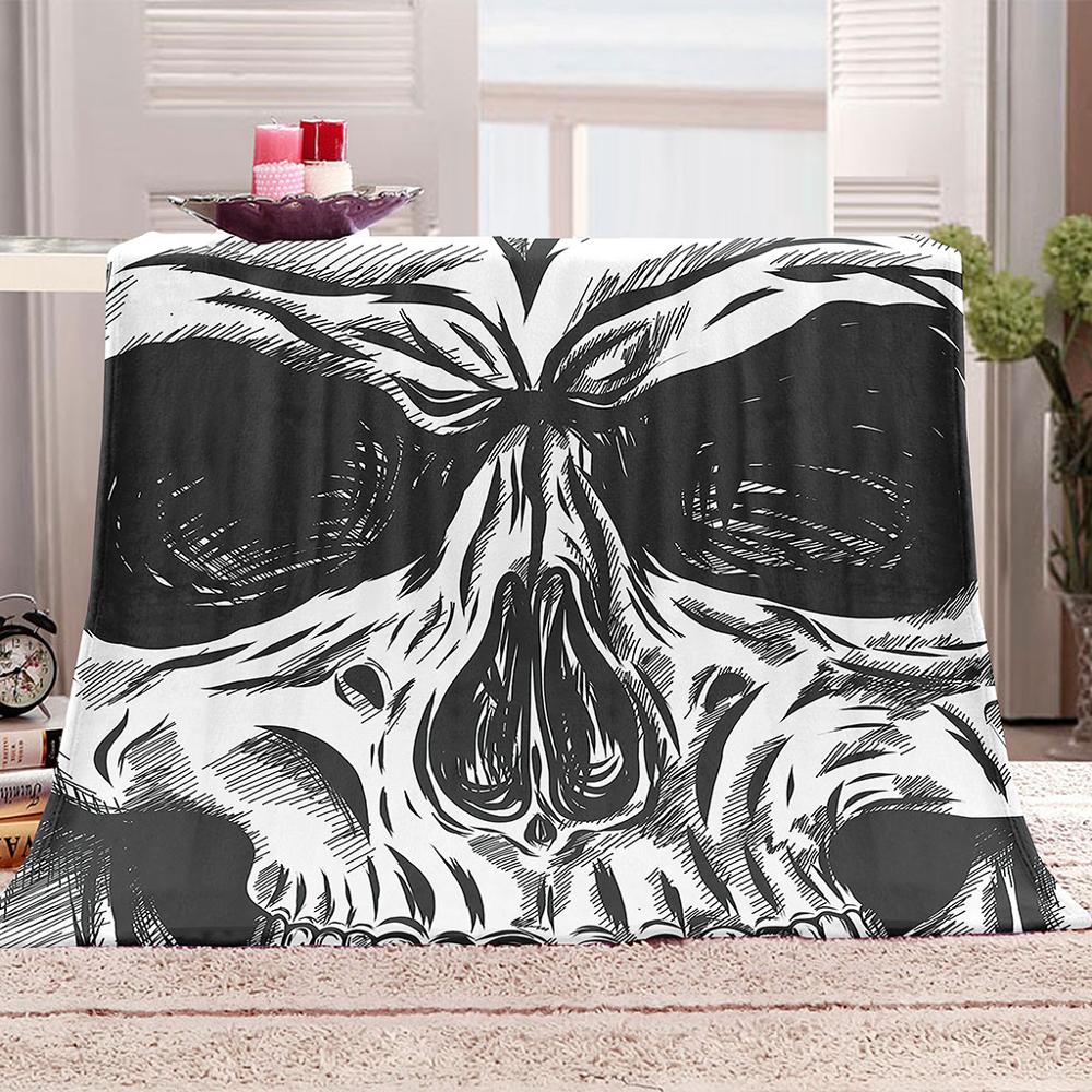 Horror Skull Blankets Warm Soft Plush Blanket for Couch Bed Travel