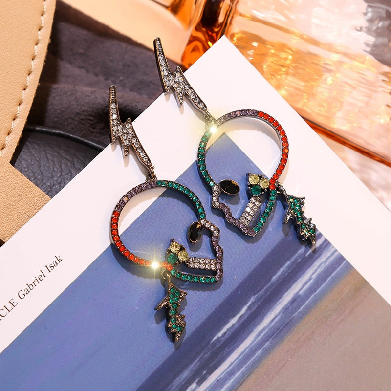 Crystal Skull Earrings for Women Fashion