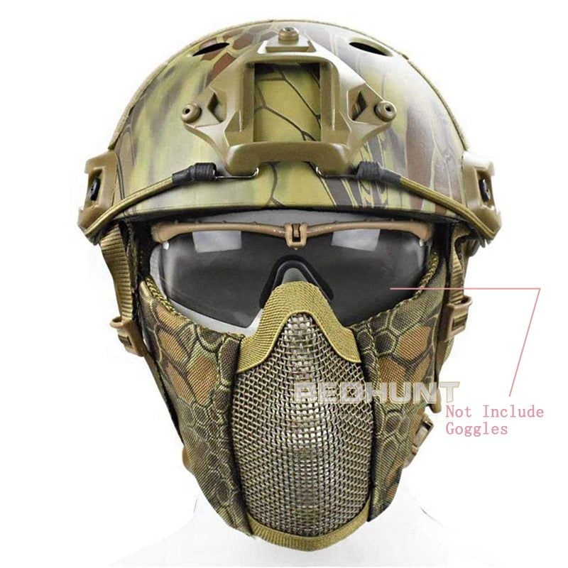 Tactical Helmet Mask Cs Airsoft Paintball Army War Game Motorcycle Hunting Solid Color Fast Helmet