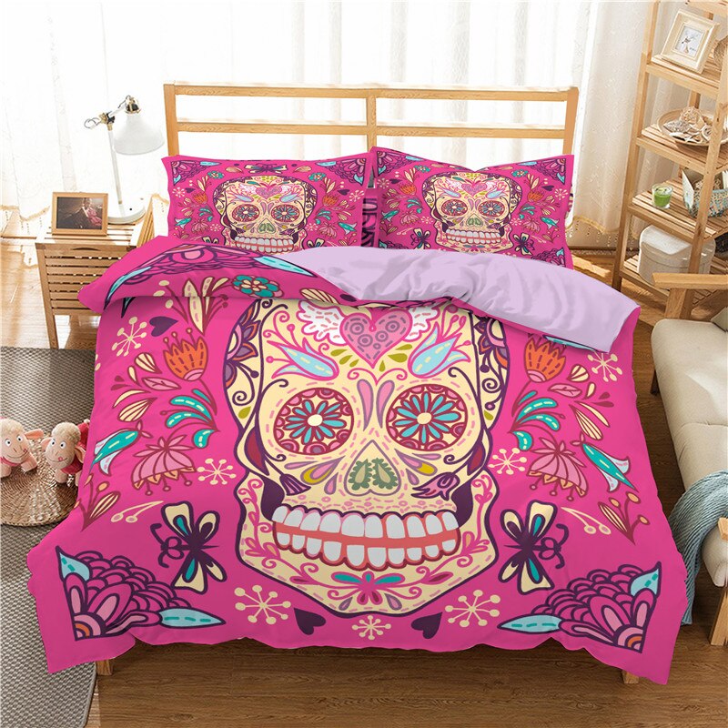 Sugar Skull Print Home Bedding Sets Duvet Cover Bed Set Pillowcase