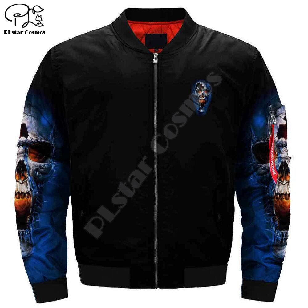 Men 3d Bomber Jackets trippy skull Print winter autumn zipper Flight Jacket casual unisex halloween Streetwear coat