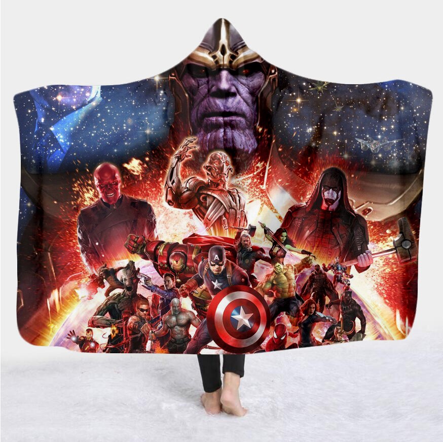 movie Avenger 3D Print Plush Throw hooded Blanket Sherpa Fleece Bedspread Blanket