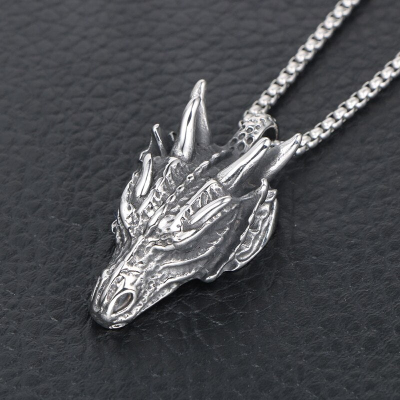 Dragon Pendant Necklaces Titanium Steel Jewelry Animal Head Necklace
