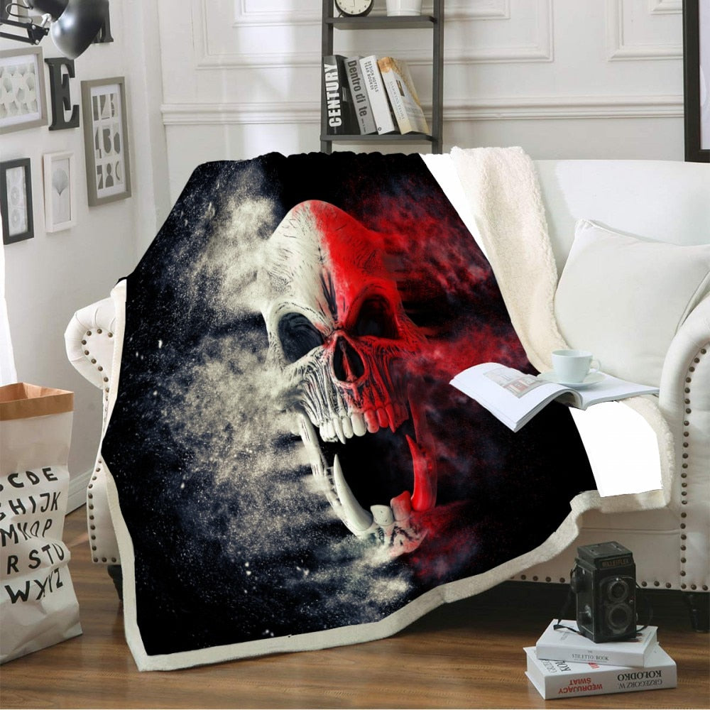 Sugar Skull Blanket Throw Fleece Warm Blanket Boy Home Sherpa Blanket