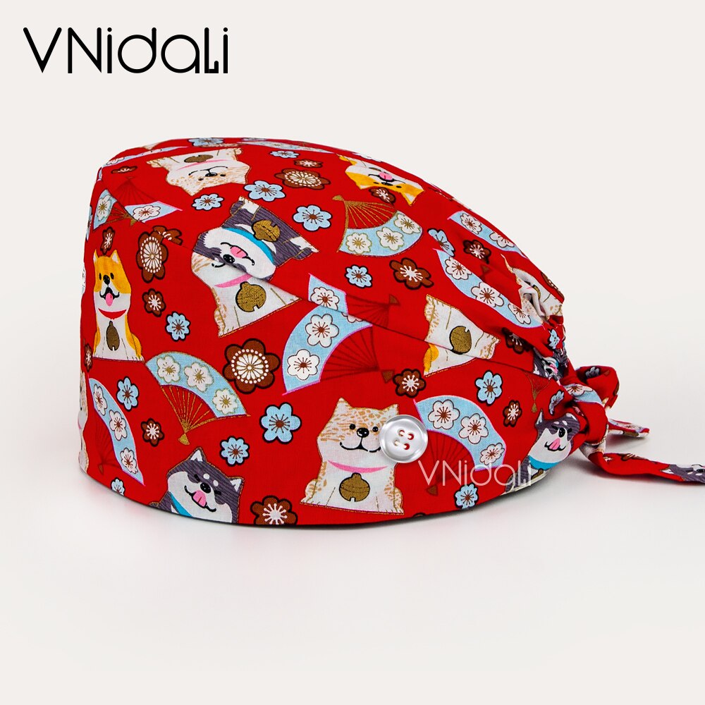 Sugar Skull printing hats adjustable scrub hat beauty salon working cap laboratory pet shop nursing scrubs cap