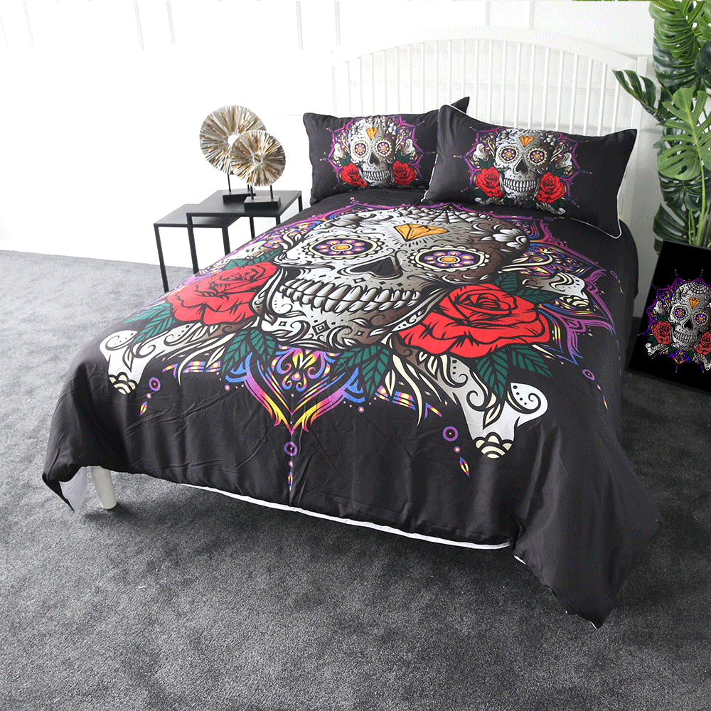Sugar Skull Bedding Set 3pcs